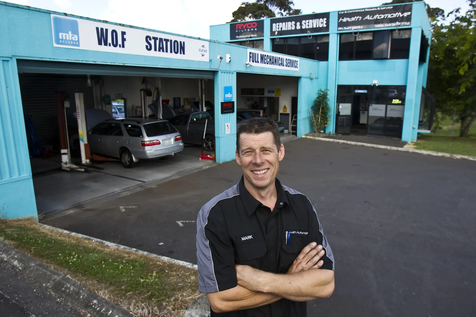 Mark outside the Heath Automotive WOF station in Highland Park